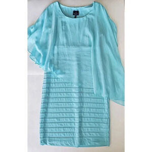 Women's ADRIANNA PAPELL Sheath Dress Chiffon Overlay Blue SZ 12 Wedding Graduati